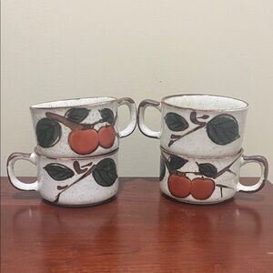 Otagiri Ceramic Mugs with Red Apple Design